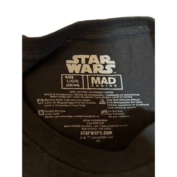 Star Wars Luke Skywalker Darth Vader Graphic T-Shirt Size L Black Mad Engine - Picture 4 of 4